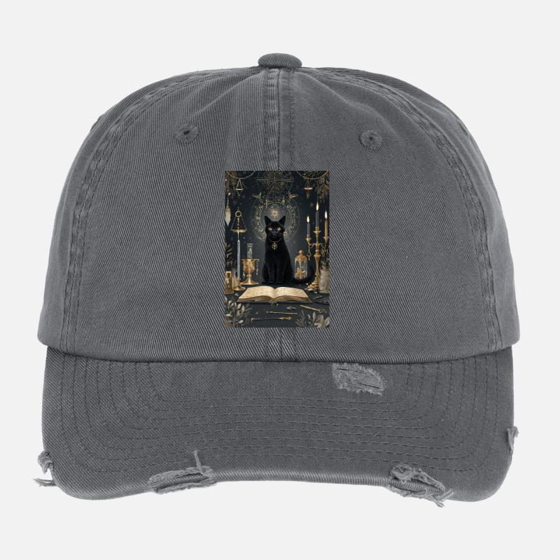 Midnight Cat Alchemist Flexfit Vintage Destroyed Cap