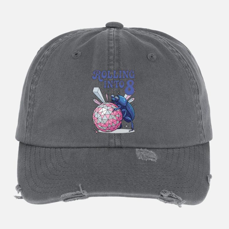 Rolling Into 8 Disco-Mistkäfer Flexfit Vintage Destroyed Cap