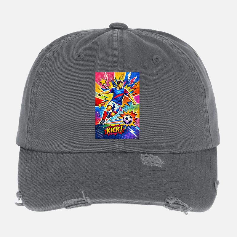 Pop Art Soccer Explosion Flexfit Vintage Destroyed Cap