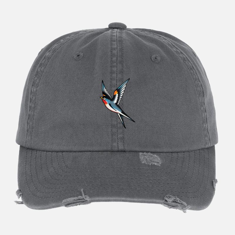 Hirondelle tatouée classique Casquette vintage effet usé Flexfit