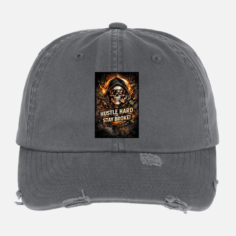 Hustle Hard oder Stay Broke Flexfit Vintage Destroyed Cap