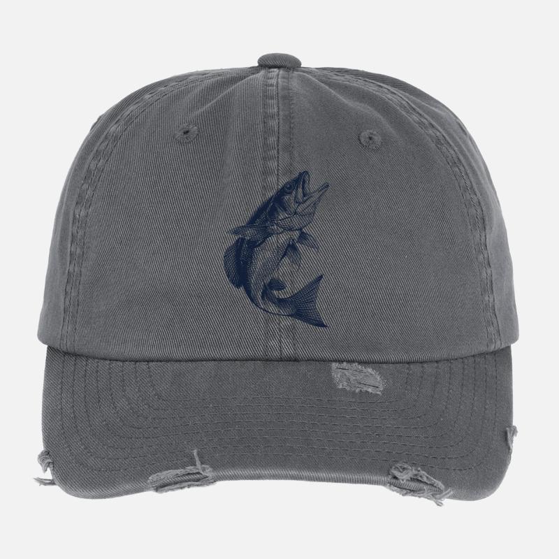 Perchoir sauteur | Motif de pêcheur vintage Casquette vintage effet usé Flexfit