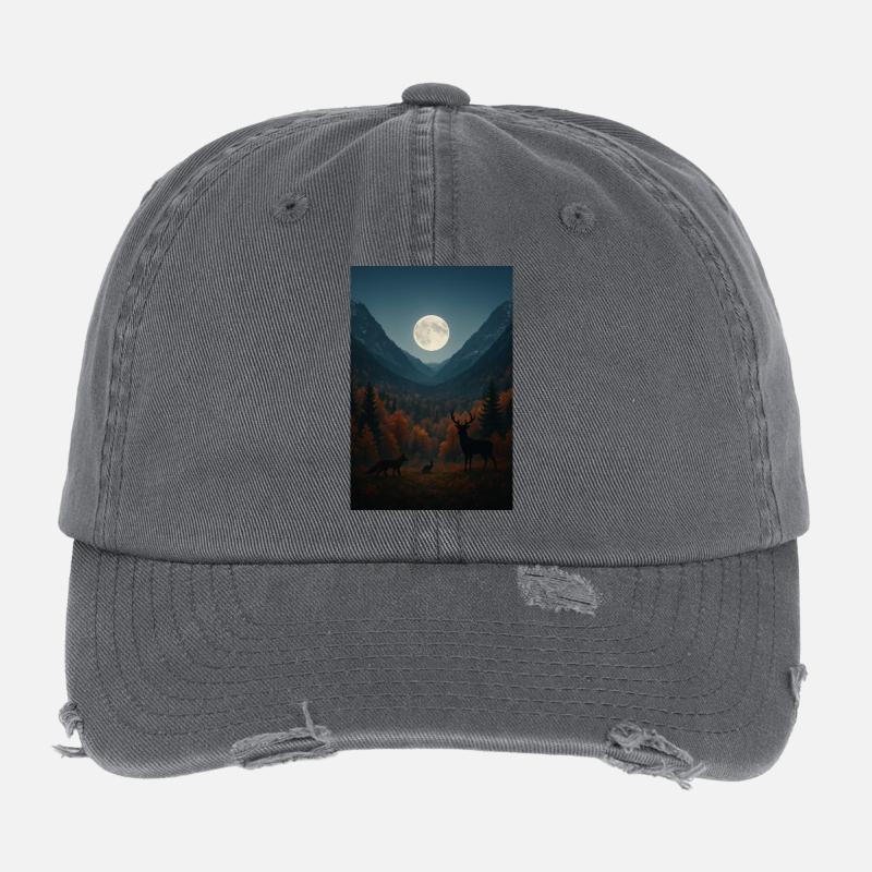 Lumière lunaire sur vallée forestière Casquette vintage effet usé Flexfit