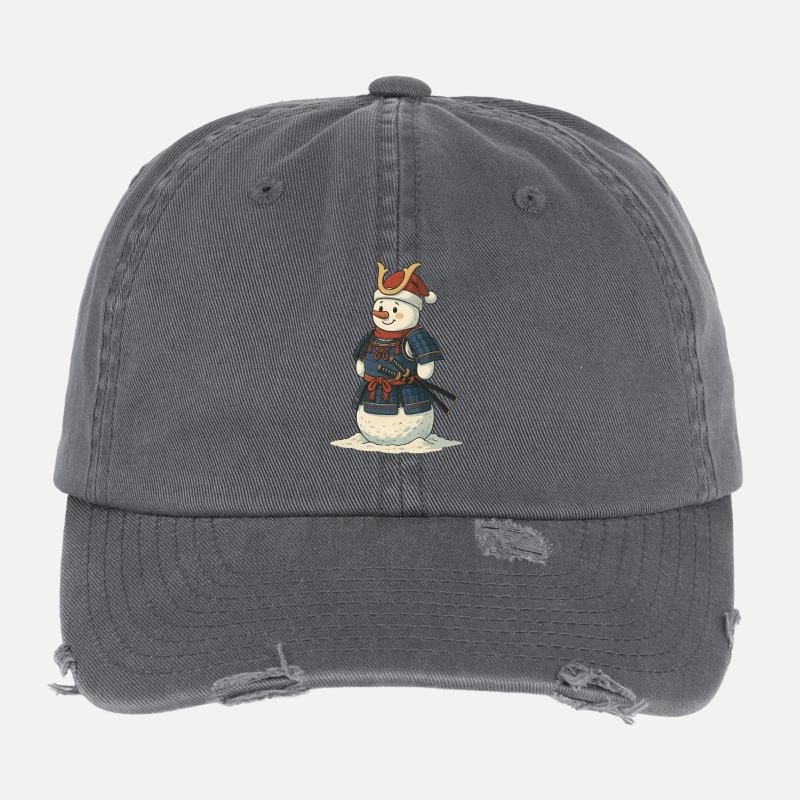 Samurai Snowman – Winterkrieger mit Herz Flexfit Vintage Destroyed Cap