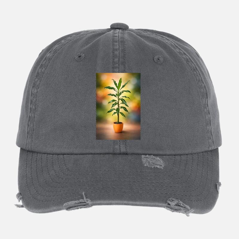 Élégance d’arbre en pot vert Casquette vintage effet usé Flexfit