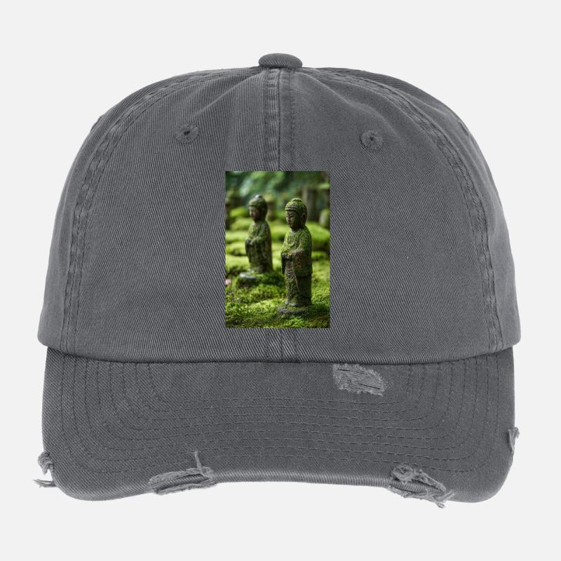 Statuen des Moos-Buddha-Gartens Flexfit Vintage Destroyed Cap