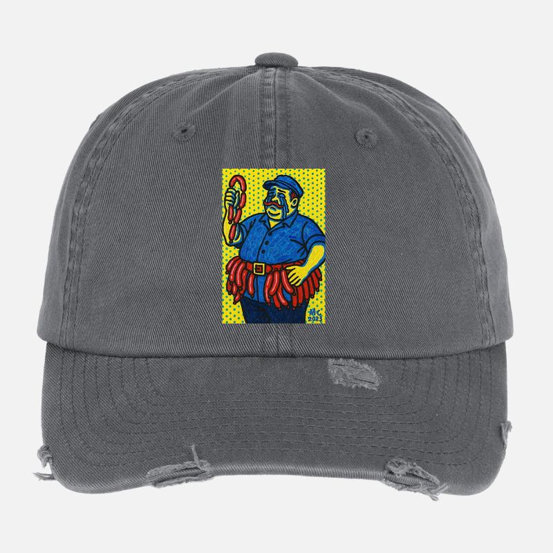 Wurstmann im Pop-Art Stil Flexfit Vintage Destroyed Cap