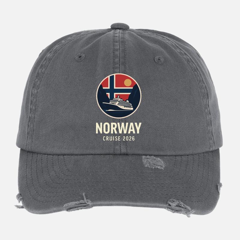 Norwegen Kreuzfahrt 2026 – Retro Badge Flexfit Vintage Destroyed Cap