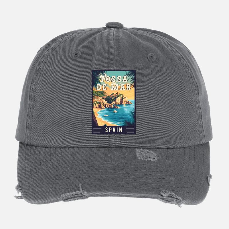 Explore Captivating Tossa de Mar in Spain Flexfit Vintage Destroyed Cap