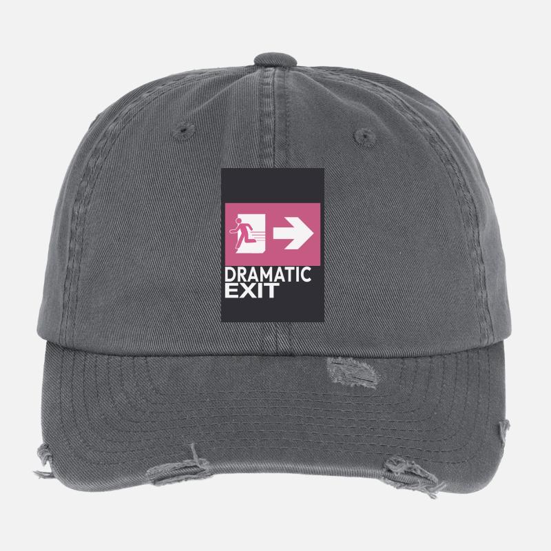 Dramatic Exit Minimal Poster Humor Grafik Flexfit Vintage Destroyed Cap
