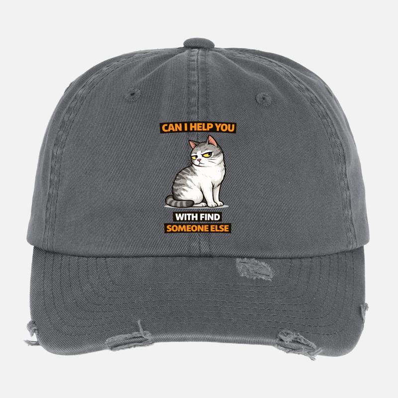 Moody Cat Help Find Someone Else Flexfit Vintage Destroyed Cap