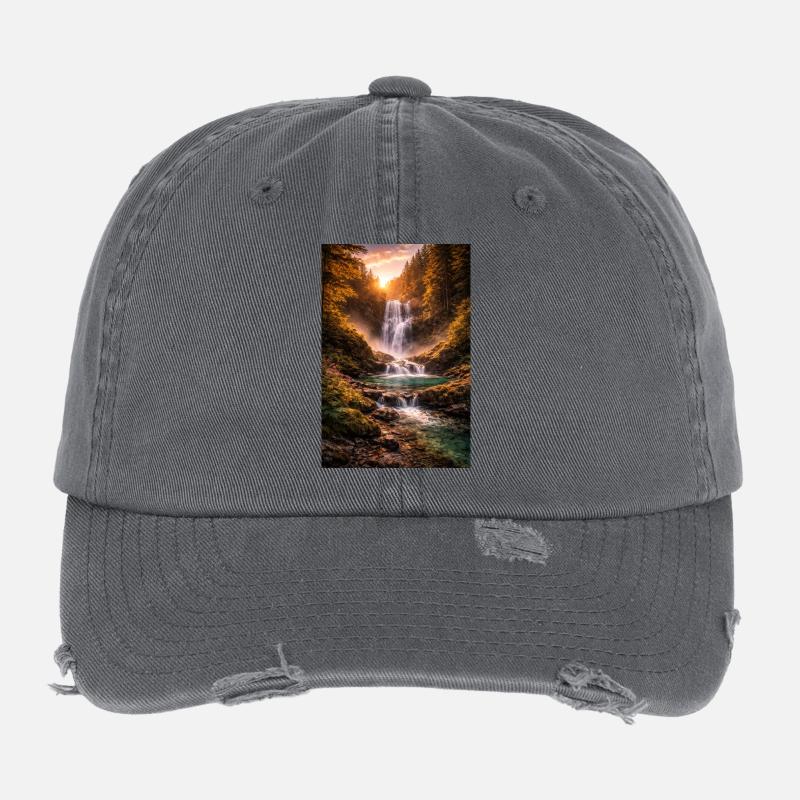 Waterfall in the evening sun Flexfit Vintage Destroyed Cap