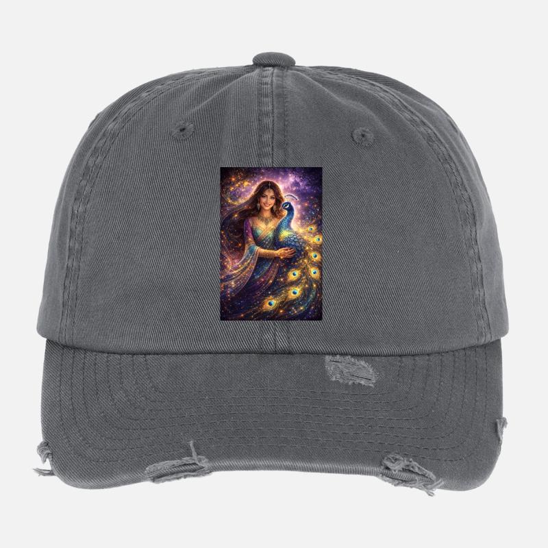 Femme indienne mystique avec un paon Casquette vintage effet usé Flexfit