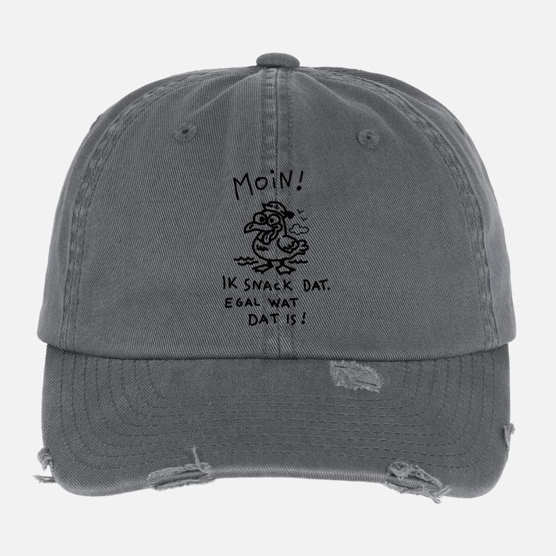Moin Dämliche Möwe Witzig Kinder Motiv  Flexfit Vintage Destroyed Cap