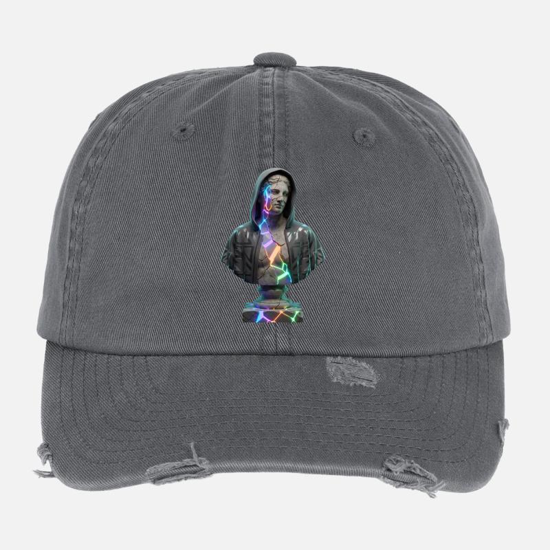 Neon Cracks Pullover Hoodie Statue Flexfit Vintage Destroyed Cap