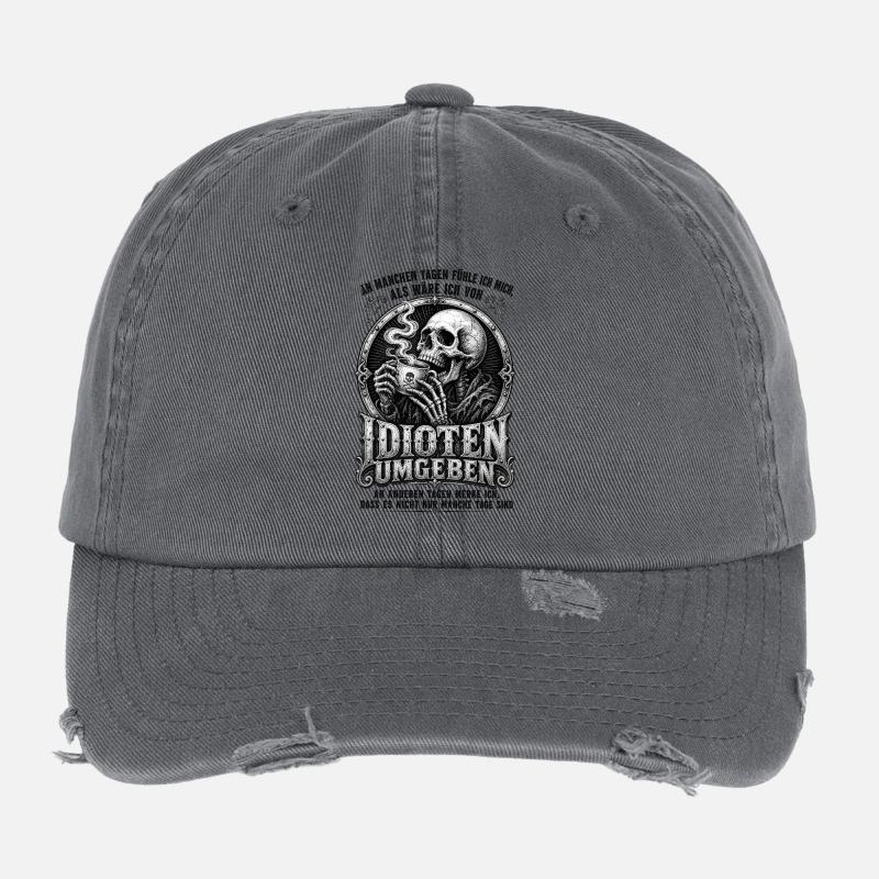 Gothic Skelett Kaffee Kollegen Flexfit Vintage Destroyed Cap