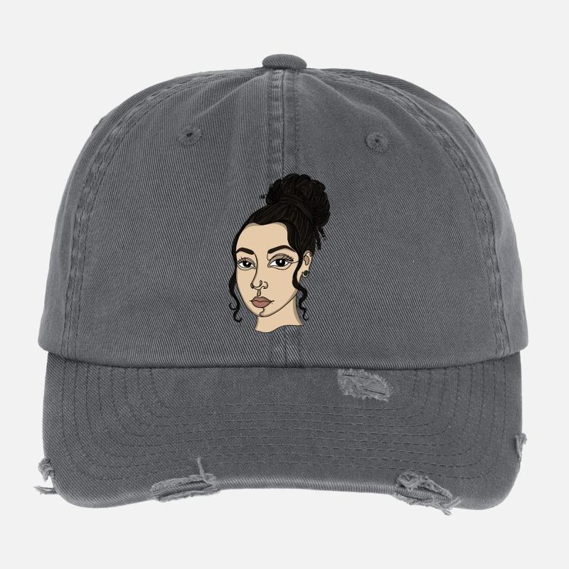 Piercing de nez en chignon style portrait Casquette vintage effet usé Flexfit