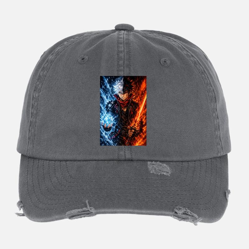 Guerrier avec deux éléments. Feu et glace Casquette vintage effet usé Flexfit