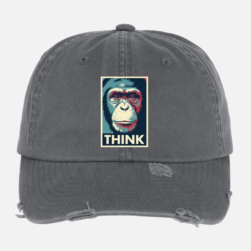 Affiche pop art Monkey Thinking Casquette vintage effet usé Flexfit
