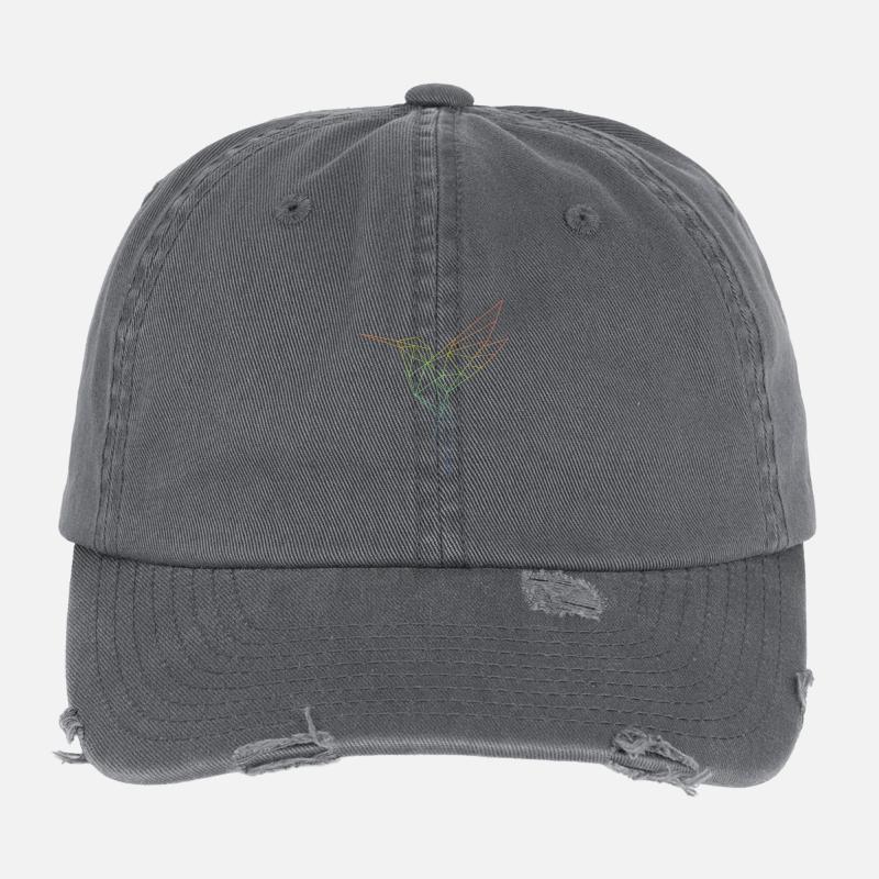 Geometrischer Regenbogenvogel Flexfit Vintage Destroyed Cap