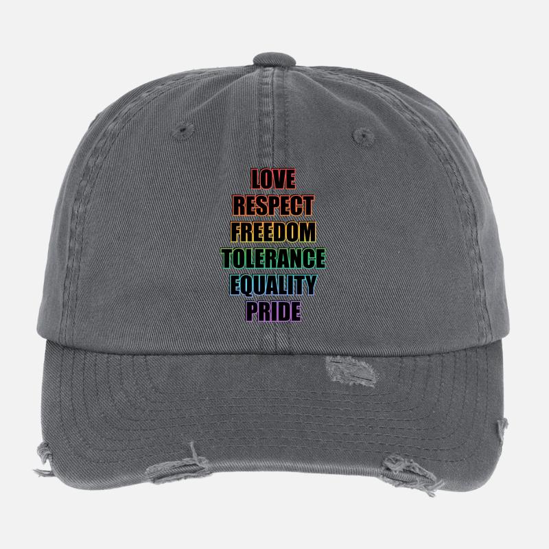 LGBTQ Pride Values Flexfit Vintage Destroyed Cap
