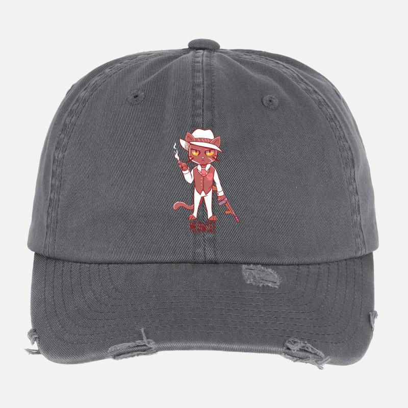 Meowsee : Chat mafieux Casquette vintage effet usé Flexfit