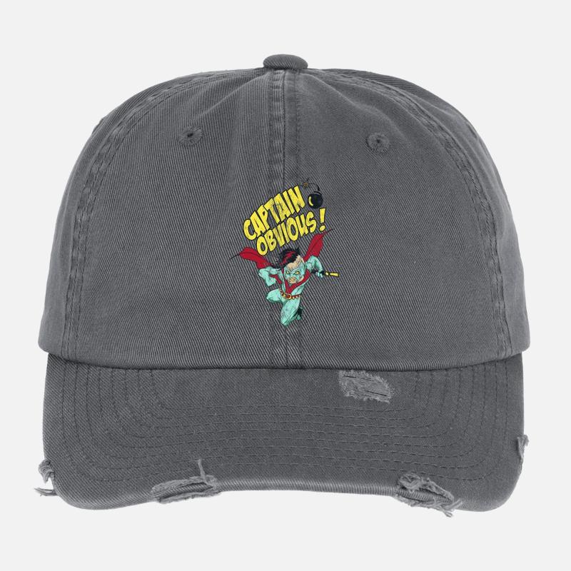 CAPTIAN OBVIOUS - Superhelden Punk Comic Geschenk Flexfit Vintage Destroyed Cap