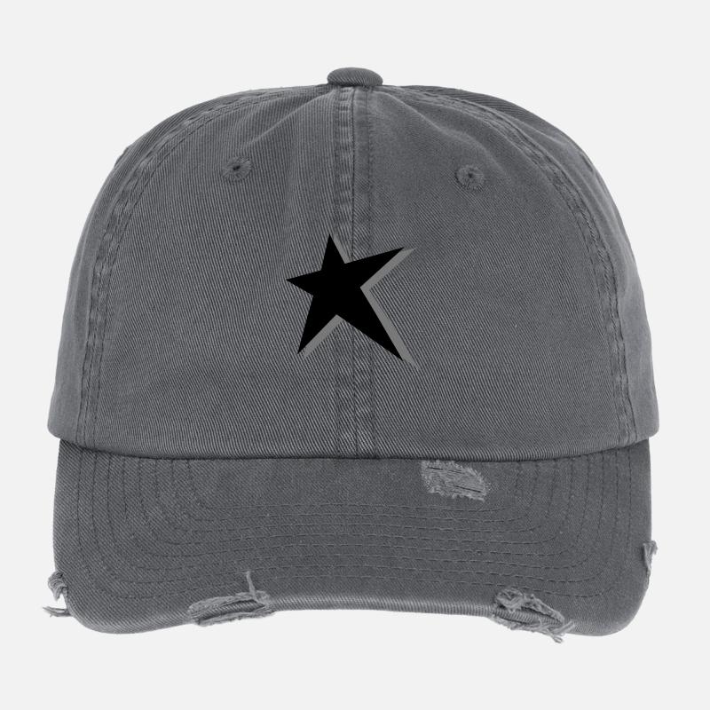 big star with shadow icon - Flexfit Vintage Destroyed Cap - dark grey