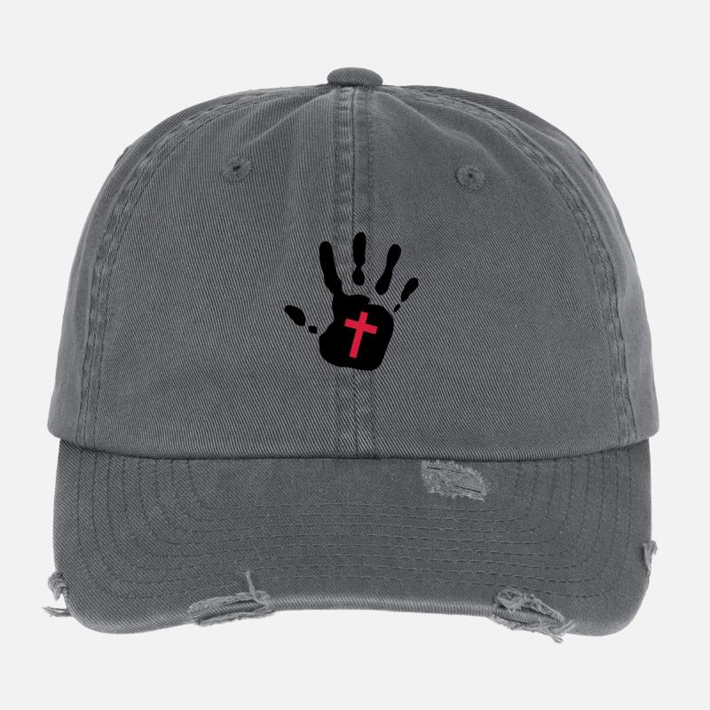 Handabdruck kressesamen 2c Flexfit Vintage Destroyed Cap