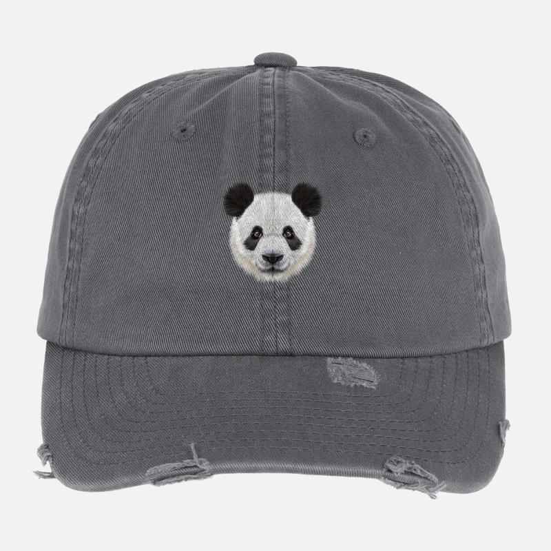 Panda Bear! Doux! Casquette vintage effet usé Flexfit
