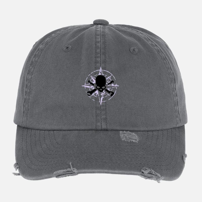 windrose_skull_02_b_2c Flexfit Vintage Destroyed Cap