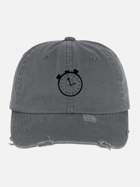 uhr - Flexfit Vintage Destroyed Cap - Dunkelgrau - Vorne