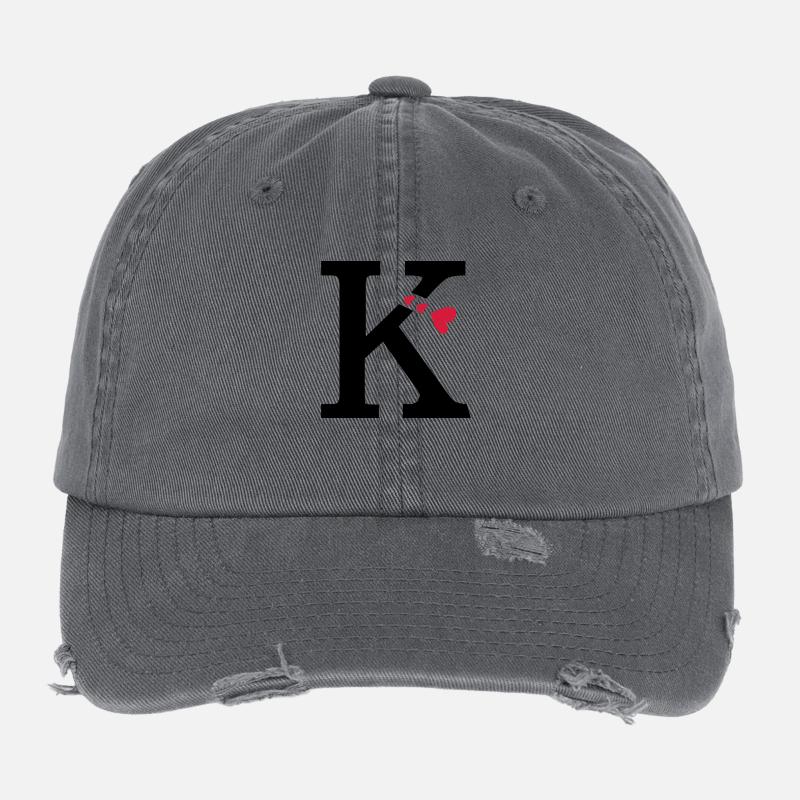 Capital lettre K avec des coeurs Casquette vintage effet usé Flexfit