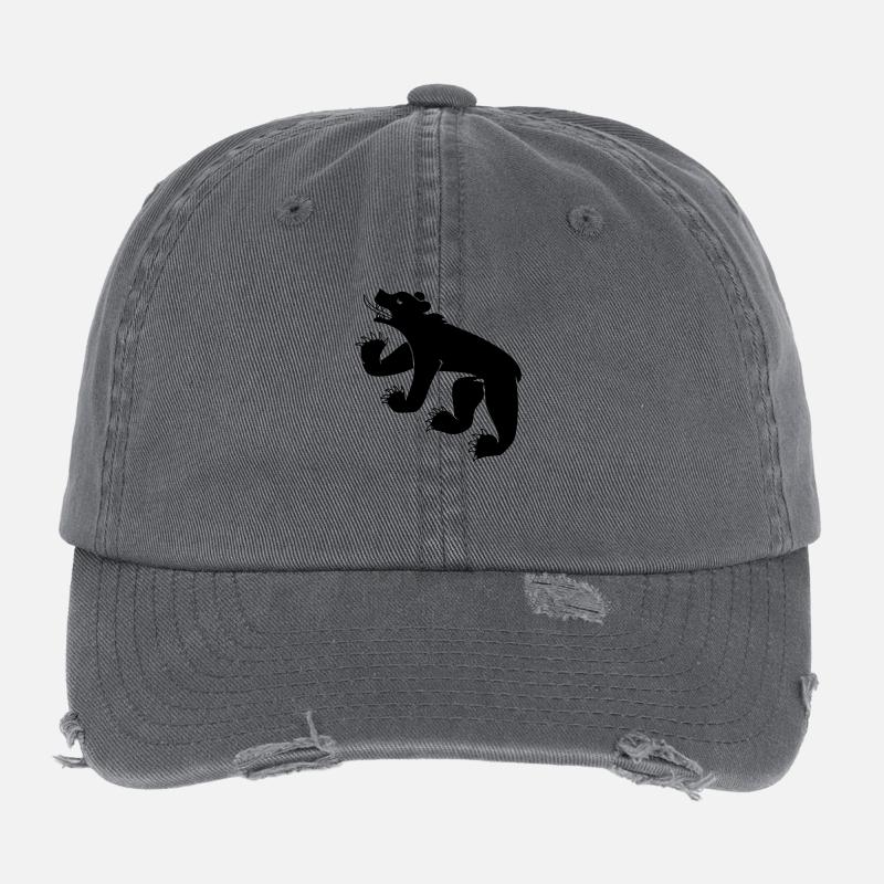 dessin d'un ours symbole drapeau de Berne Suisse Casquette vintage effet usé Flexfit