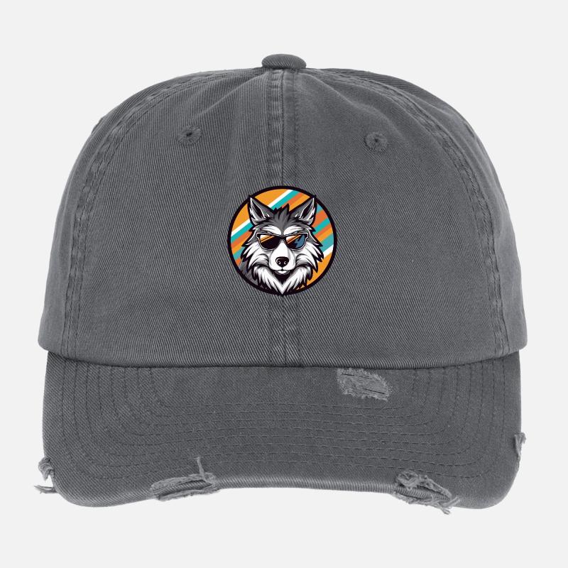 Wolf Comic Cool Flexfit Vintage Destroyed Cap