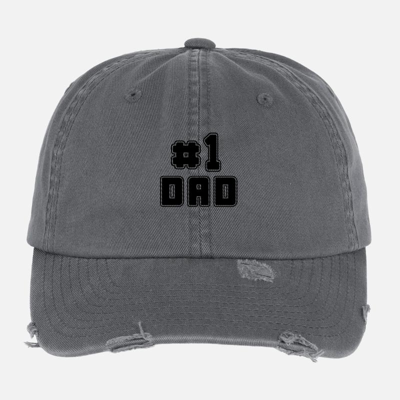 No 1 Dad Flexfit Vintage Destroyed Cap