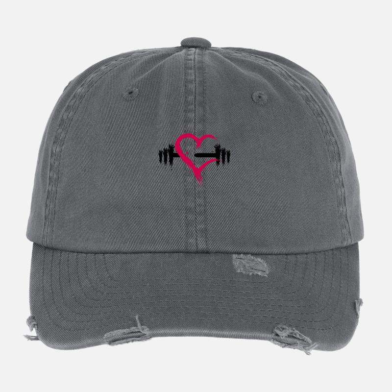 Heart open dumbbell sport Flexfit Vintage Destroyed Cap