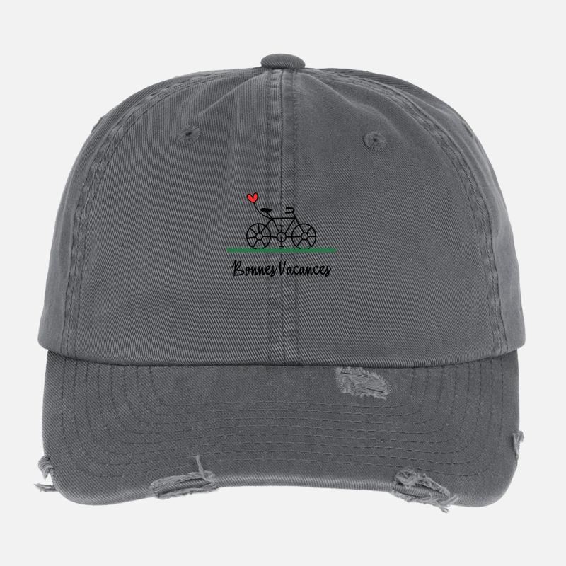 VELO. VACANCES. VIVE LES VACANCES. VACANCES Casquette vintage effet usé Flexfit