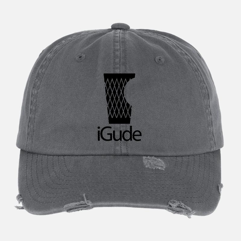 iGude - Geripptes schwarz Flexfit Vintage Destroyed Cap