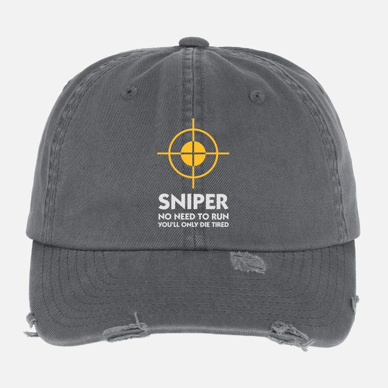 Sniper: pas besoin de courir - Casquette vintage effet usé Flexfit - charbon