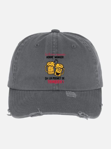 Franc Comtois Toast Alkohol Bierglas - Flexfit Vintage Destroyed Cap - Dunkelgrau - Vorne