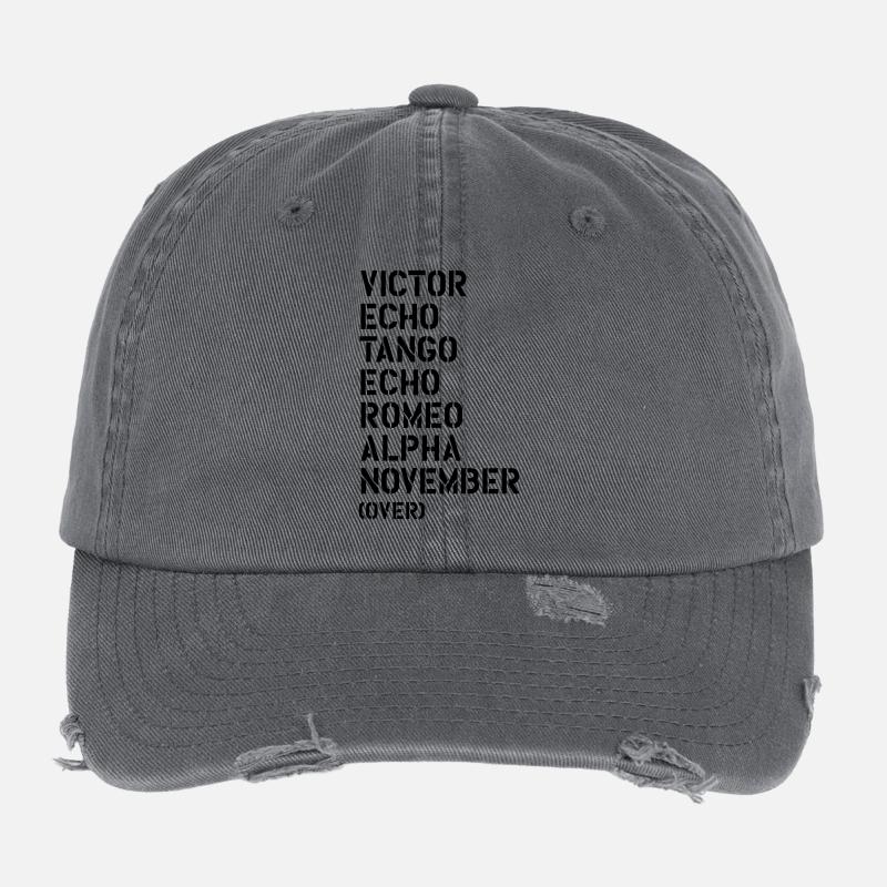 Victor Echo Tango Echo Romeo... over - VETERAN Flexfit Vintage Destroyed Cap