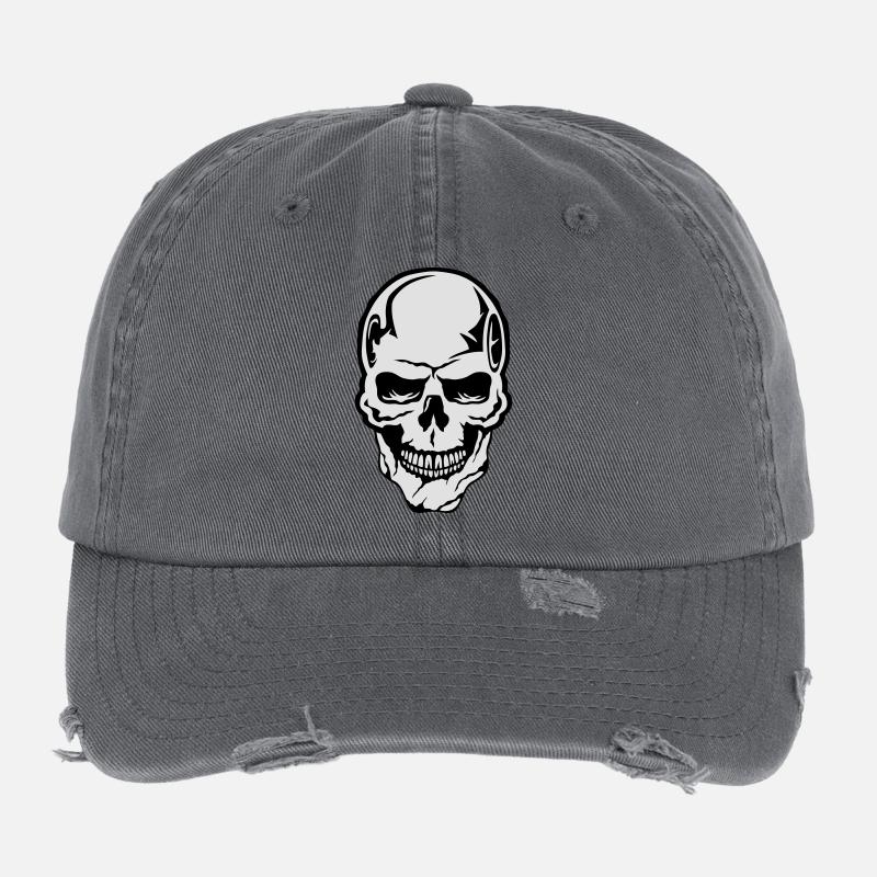 tete de mort halloween crane dessin 444076 Casquette vintage effet usé Flexfit