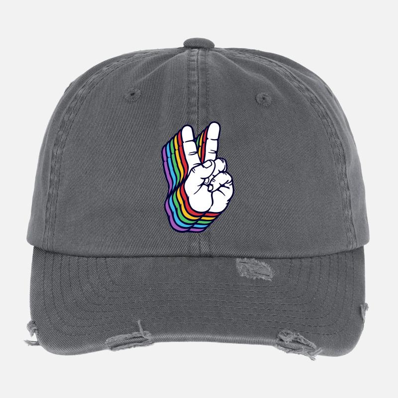 Friedensbewegung Frieden Friedenszeichen Liebe Flexfit Vintage Destroyed Cap