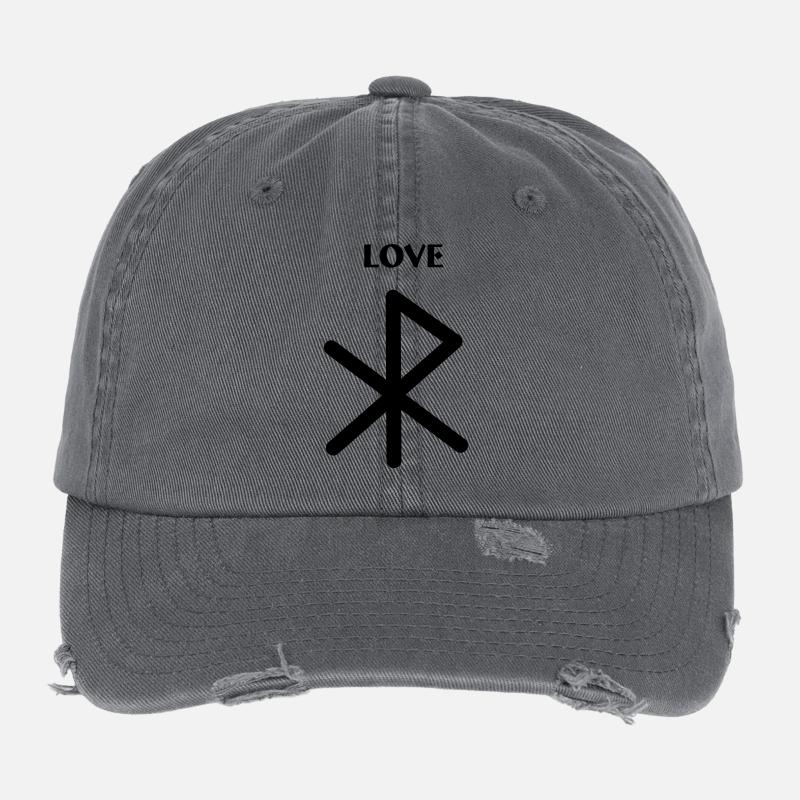 Aimer les runes vikings avec le texte LOVE Casquette vintage effet usé Flexfit