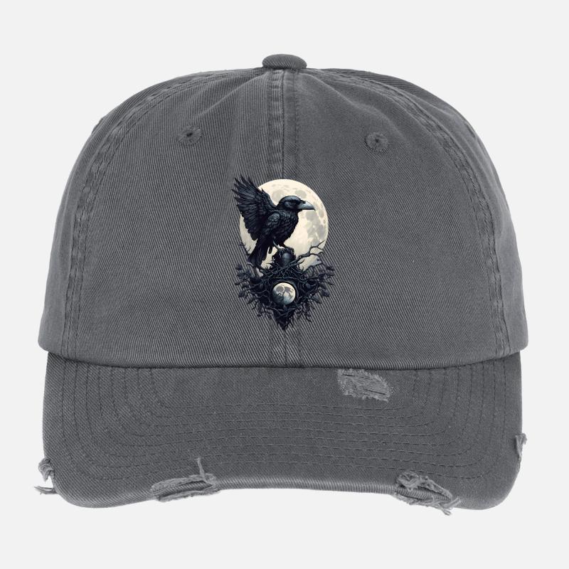 Corbeau noir Casquette vintage effet usé Flexfit