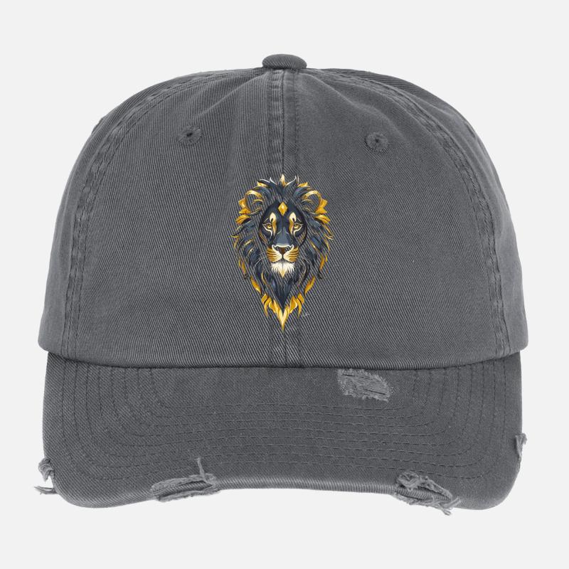 Lion Or et Noir Casquette vintage effet usé Flexfit