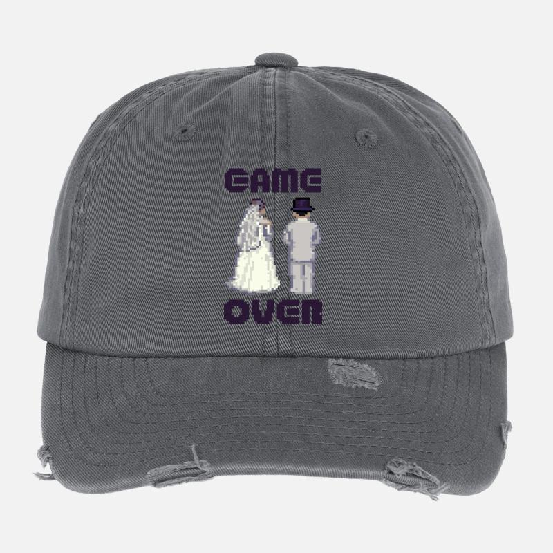 GAME OVER Junggesellenabschied Bräutigam Flexfit Vintage Destroyed Cap