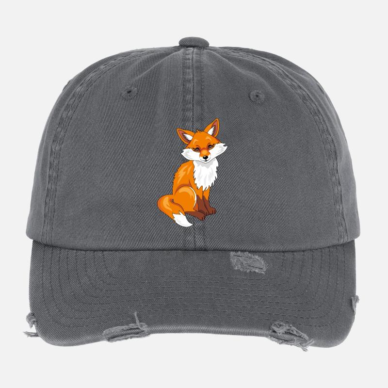 Sitzender süßer, schüchterner Fuchs Flexfit Vintage Destroyed Cap
