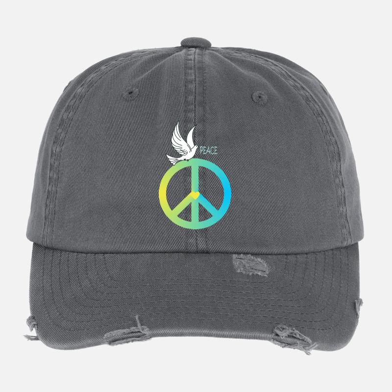 Peacezeichen Friedenstaube Flexfit Vintage Destroyed Cap
